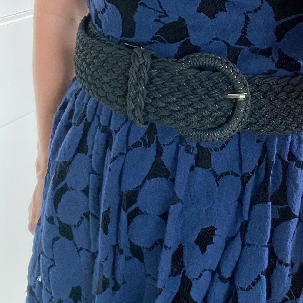 Long black mesh waist belt